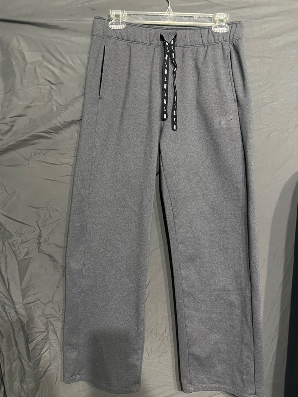 Nike Dark Gray Wide-Leg Joggers with Branded Drawstring
